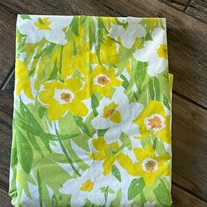 Vintage Utica Stevens Dapper Daisies Green MCM Floral Twin Flat Sheet